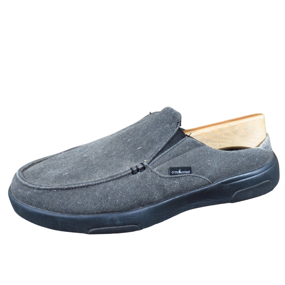 OrthoComfoot Mens Orthopedic Slip On Loafers Size 44 Gray‎ Canvas Comfort